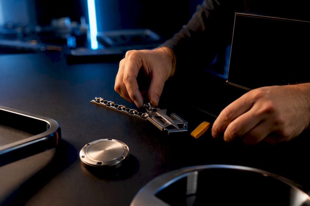Anonymous steel jewelry prepared for corporate customization