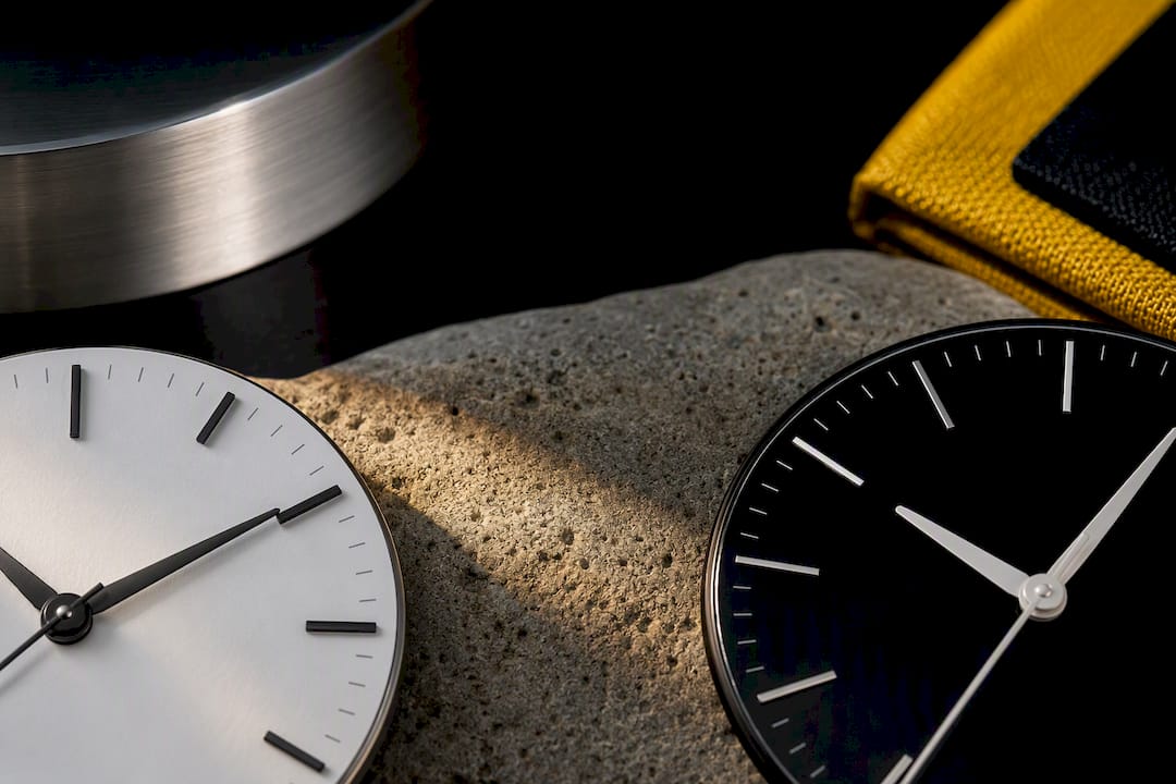 Cropped black and white watch dial details