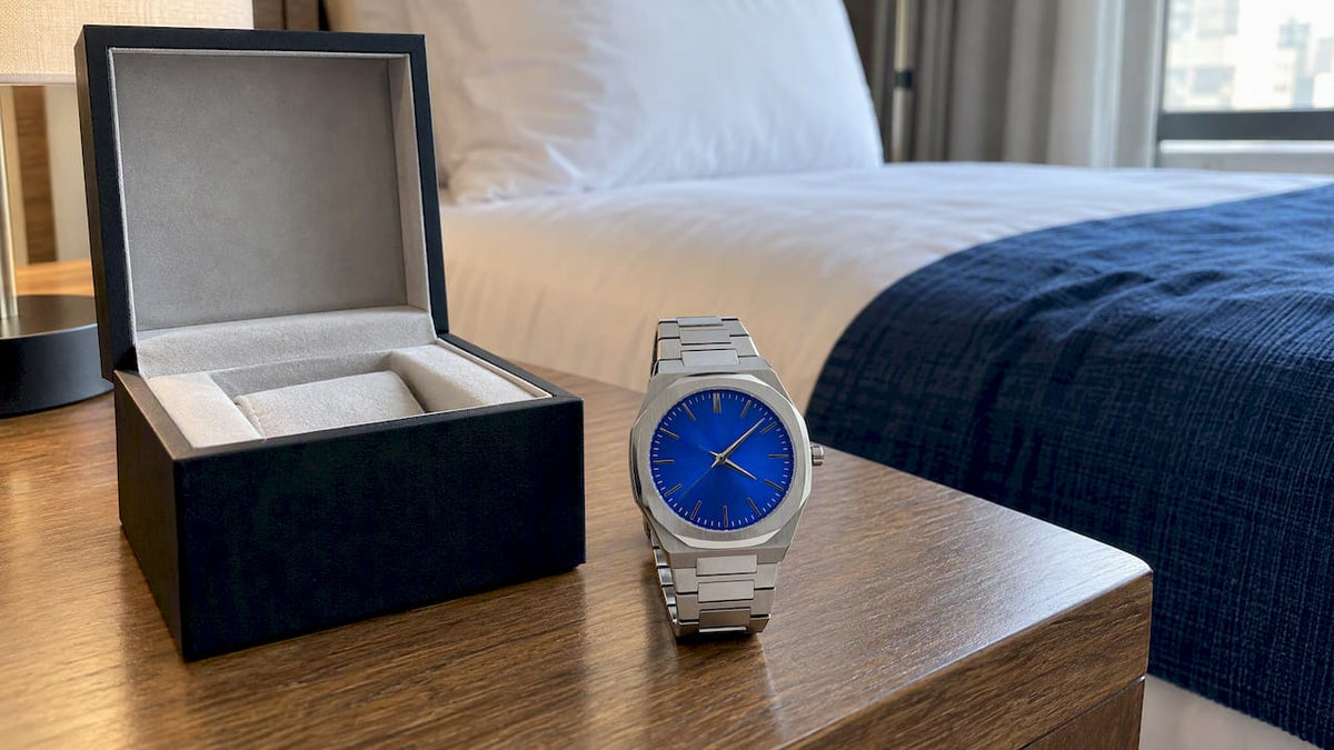 Atlantic Blue watch presented as a hotel VIP gift