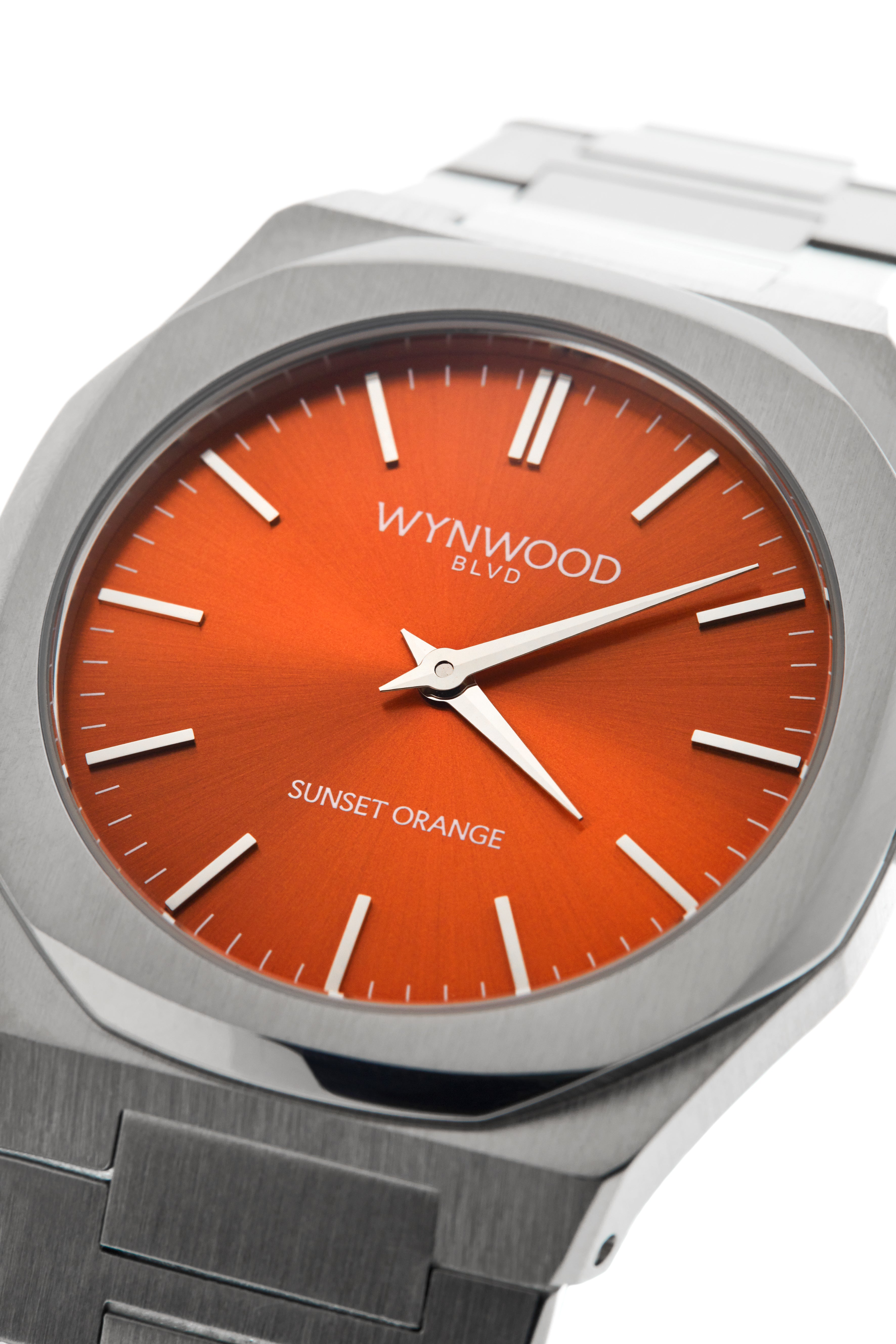 WYNWOOD BLVD Signature Watch – Sunset Orange Dial | 36 mm Automatic Stainless Steel Miami Inspired