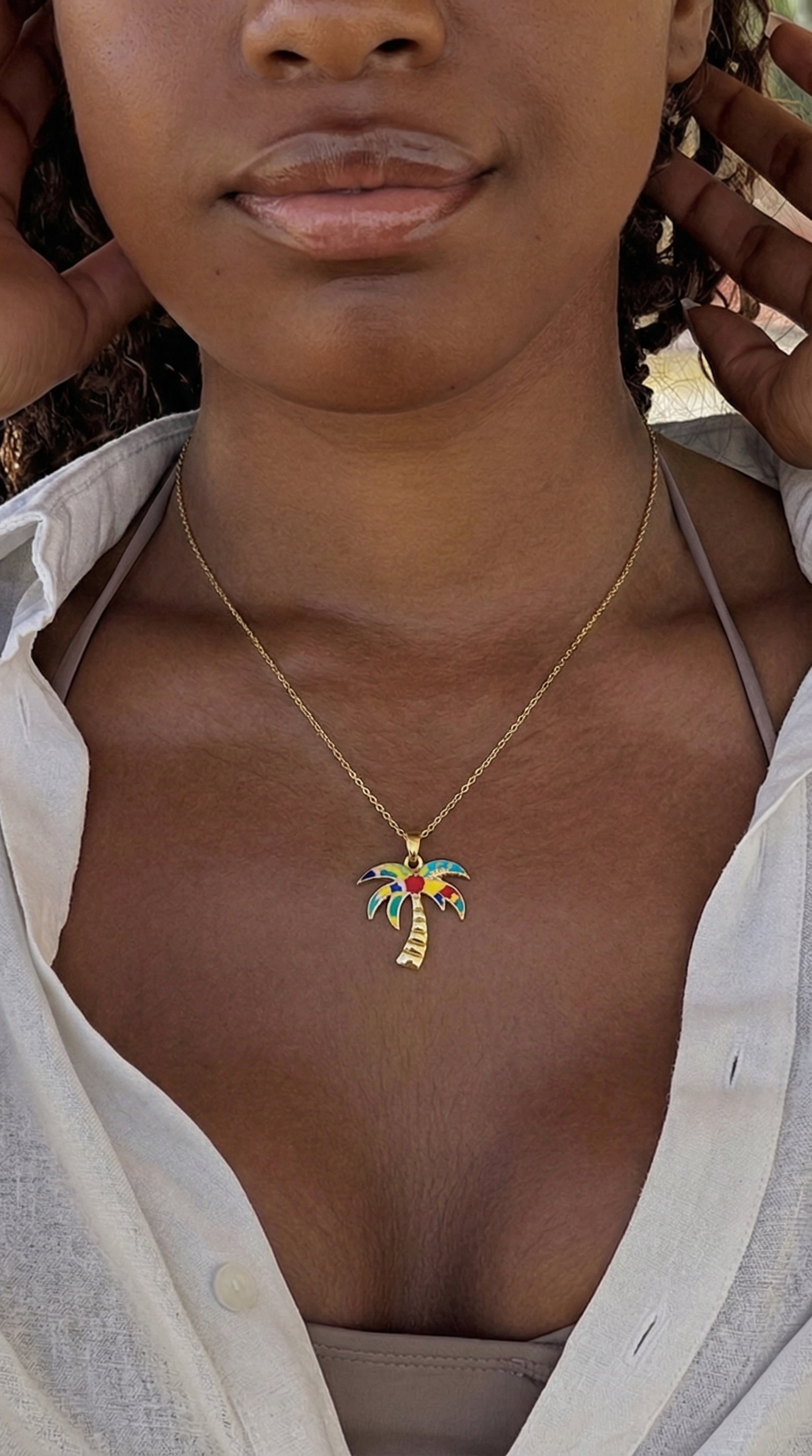 WYNWOOD BLVD Palm Tree Charm – Gold Signature Painted | Stainless Steel Miami Inspired Pendant