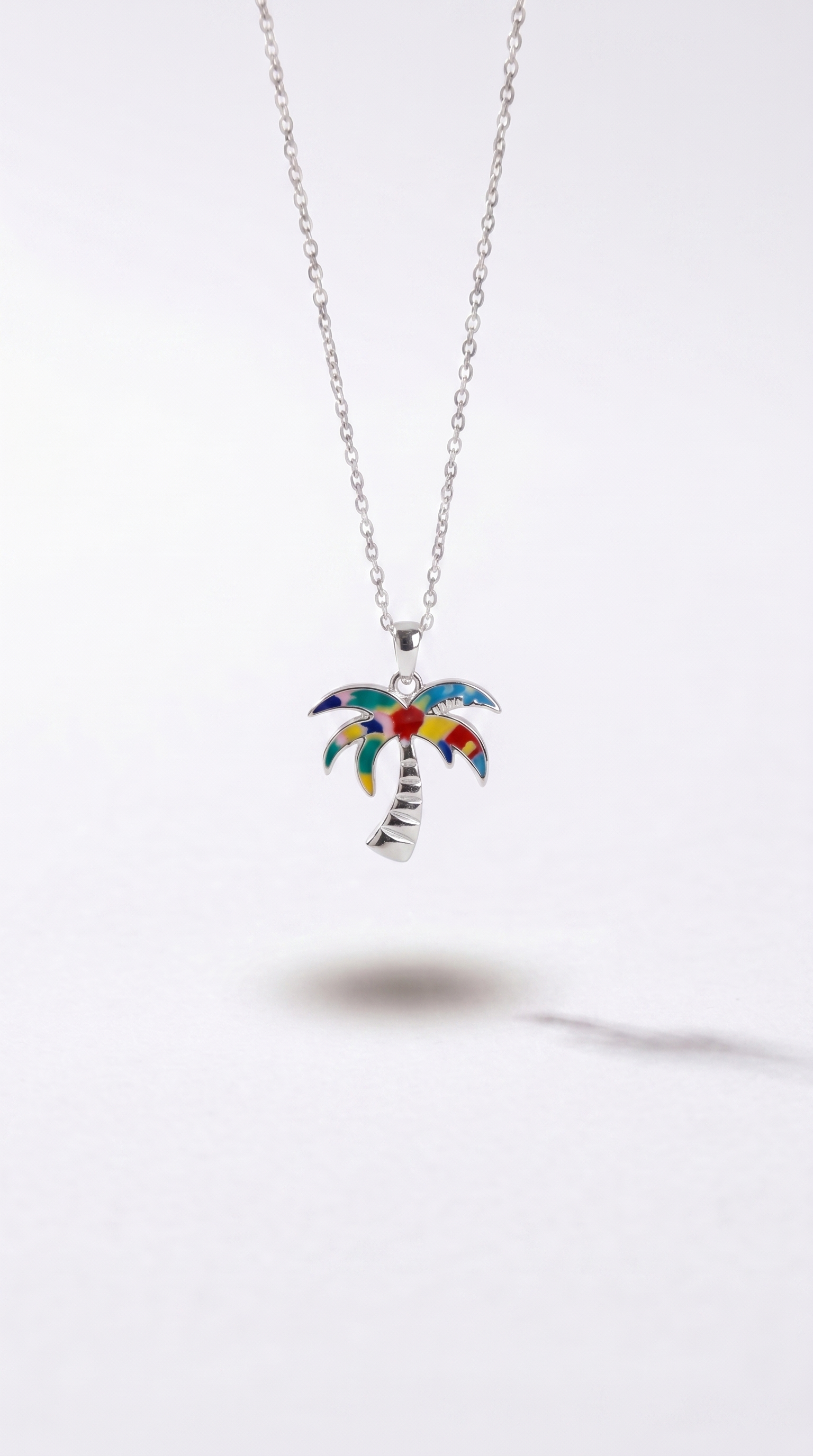 WYNWOOD BLVD Palm Tree Charm – Silver Signature Painted | Stainless Steel Miami Statement Pendant